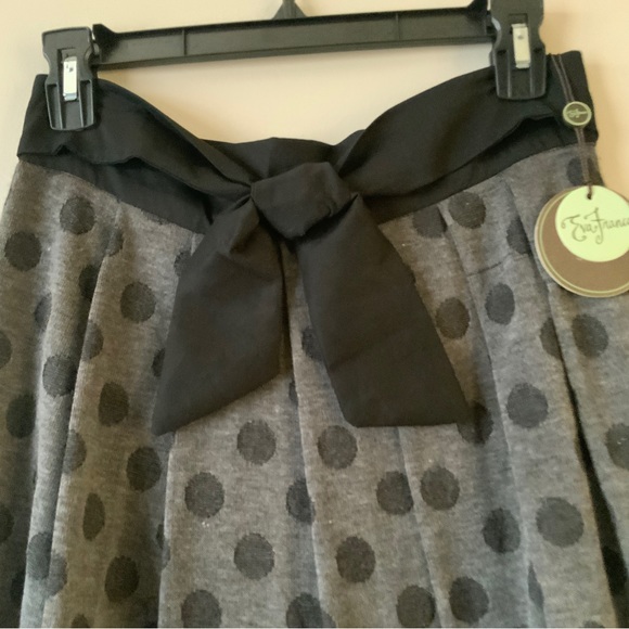 Eva Franco Polkadot Knit Pleated Circle Skater Skirt - Picture 5 of 10